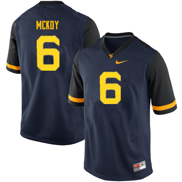 NCAA Men's Kennedy McKoy West Virginia Mountaineers Navy #6 Nike Stitched Football College Authentic Jersey UB23L66FD